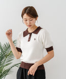 【U.S. POLO ASSN./ユーエスポロアッスン】ワンポイントロゴ刺繍 バイカラーニットポロシャツ