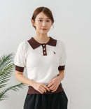 【U.S. POLO ASSN./ユーエスポロアッスン】ワンポイントロゴ刺繍 バイカラーニットポロシャツ