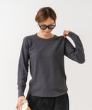【HANES/ヘインズ】【洗うほどに肌に馴染む柔らかなコットン混素材】HANES Thermal for HER サーマルクルーロンＴ 無地 シンプル すっきりシルエット ラグランスリーブ ヘムライン タグレス仕様 ❘ジーンズメイト公式オンラインショップ