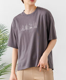 【C-FORTPOINT/フォートポイント】【接触冷感 ひんやり涼しい】冷感スムース素材 プリントTシャツ ルーズシルエット なめらか 落ち感 ニュアンスカラー 大人カジュアル