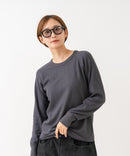 【HANES/ヘインズ】【洗うほどに肌に馴染む柔らかなコットン混素材】HANES Thermal for HER サーマルクルーロンＴ 無地 シンプル すっきりシルエット ラグランスリーブ ヘムライン タグレス仕様 ❘ジーンズメイト公式オンラインショップ