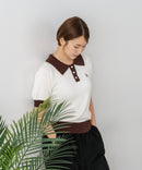 【U.S. POLO ASSN./ユーエスポロアッスン】ワンポイントロゴ刺繍 バイカラーニットポロシャツ