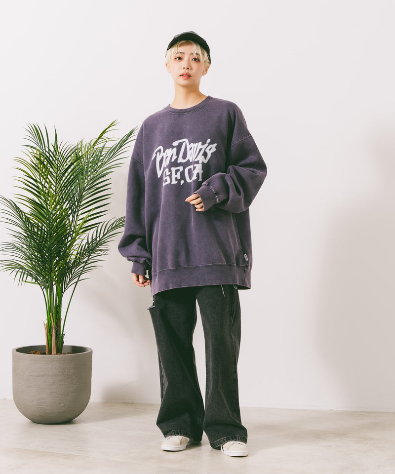 【BEN DAVIS/ベンデイビス】TAGGING FADED CREW/オーバーサイズ 裏起毛 ストリート バックプリント ロゴ ワンポイント スウェット トレーナー/レディース メンズ zo