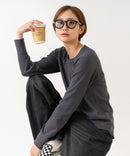 【HANES/ヘインズ】【洗うほどに肌に馴染む柔らかなコットン混素材】HANES Thermal for HER サーマルクルーロンＴ 無地 シンプル すっきりシルエット ラグランスリーブ ヘムライン タグレス仕様 ❘ジーンズメイト公式オンラインショップ