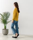 【FORT POINT/フォートポイント】ジャガード シアー 切り替えプルオーバートップス