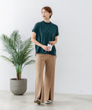 【C-FORTPOINT/フォートポイント】【ストレッチ性抜群の冷感素材を使用】フレンチスリーブ モックネックTシャツ プチハイネック プルオーバー 接触冷感 涼しい 二の腕カバー サイドスリット