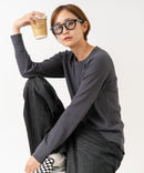 【HANES/ヘインズ】【洗うほどに肌に馴染む柔らかなコットン混素材】HANES Thermal for HER サーマルクルーロンＴ 無地 シンプル すっきりシルエット ラグランスリーブ ヘムライン タグレス仕様 ❘ジーンズメイト公式オンラインショップ