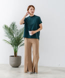 【C-FORTPOINT/フォートポイント】【ストレッチ性抜群の冷感素材を使用】フレンチスリーブ モックネックTシャツ プチハイネック プルオーバー 接触冷感 涼しい 二の腕カバー サイドスリット