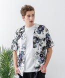 レーヨン 総柄プリント シャツ アロハ 接触冷感 レーヨン100％【BLUE STANDARD/ブルースタンダード】