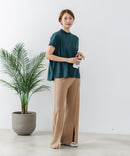 【C-FORTPOINT/フォートポイント】【ストレッチ性抜群の冷感素材を使用】フレンチスリーブ モックネックTシャツ プチハイネック プルオーバー 接触冷感 涼しい 二の腕カバー サイドスリット