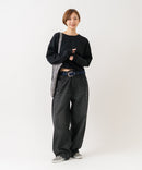 【HANES/ヘインズ】【独自製法で生み出したこだわりの”先染めBLACK”】KURO for HER クロップドワイドロンＴ クルーネック シンプル 無地 クリーン ブラインドステッチ ❘ジーンズメイト公式オンラインショップ