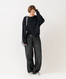 【HANES/ヘインズ】【独自製法で生み出したこだわりの”先染めBLACK”】KURO for HER クロップドワイドロンＴ クルーネック シンプル 無地 クリーン ブラインドステッチ ❘ジーンズメイト公式オンラインショップ