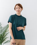 【C-FORTPOINT/フォートポイント】【ストレッチ性抜群の冷感素材を使用】フレンチスリーブ モックネックTシャツ プチハイネック プルオーバー 接触冷感 涼しい 二の腕カバー サイドスリット