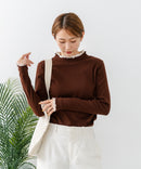 【C-FORTPOINT/フォートポイント】【すっきりとした縦ラインで細見えを叶える】リブハイネックロンT カットソー レイヤード風 メロウ始末 華やか フェミニン
