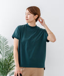 【C-FORTPOINT/フォートポイント】【ストレッチ性抜群の冷感素材を使用】フレンチスリーブ モックネックTシャツ プチハイネック プルオーバー 接触冷感 涼しい 二の腕カバー サイドスリット