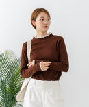 【C-FORTPOINT/フォートポイント】【すっきりとした縦ラインで細見えを叶える】リブハイネックロンT カットソー レイヤード風 メロウ始末 華やか フェミニン