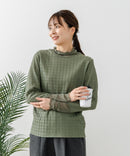 【FORT POINT/フォートポイント】ジャガード シアー 切り替えプルオーバートップス
