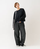 【HANES/ヘインズ】【独自製法で生み出したこだわりの”先染めBLACK”】KURO for HER クロップドワイドロンＴ クルーネック シンプル 無地 クリーン ブラインドステッチ ❘ジーンズメイト公式オンラインショップ