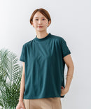 【C-FORTPOINT/フォートポイント】【ストレッチ性抜群の冷感素材を使用】フレンチスリーブ モックネックTシャツ プチハイネック プルオーバー 接触冷感 涼しい 二の腕カバー サイドスリット