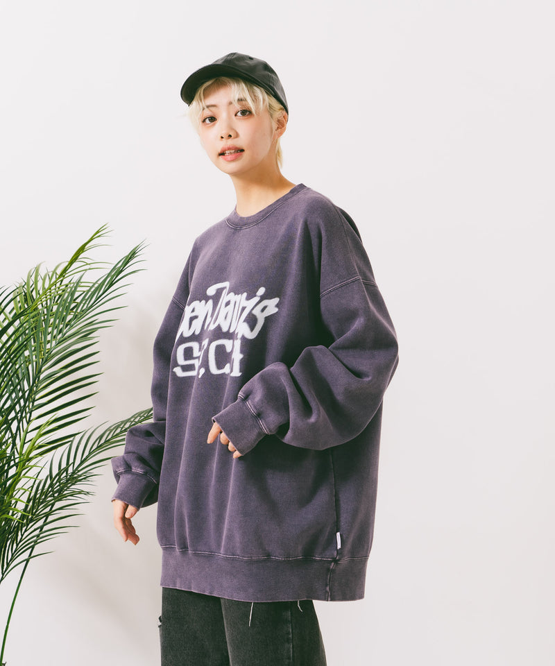 【BEN DAVIS/ベンデイビス】TAGGING FADED CREW/オーバーサイズ 裏起毛 ストリート バックプリント ロゴ ワンポイント スウェット トレーナー/レディース メンズ zo