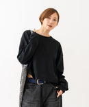 【HANES/ヘインズ】【独自製法で生み出したこだわりの”先染めBLACK”】KURO for HER クロップドワイドロンＴ クルーネック シンプル 無地 クリーン ブラインドステッチ ❘ジーンズメイト公式オンラインショップ