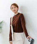【C-FORTPOINT/フォートポイント】【すっきりとした縦ラインで細見えを叶える】リブハイネックロンT カットソー レイヤード風 メロウ始末 華やか フェミニン