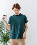 【C-FORTPOINT/フォートポイント】【ストレッチ性抜群の冷感素材を使用】フレンチスリーブ モックネックTシャツ プチハイネック プルオーバー 接触冷感 涼しい 二の腕カバー サイドスリット