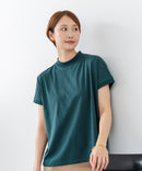 【C-FORTPOINT/フォートポイント】【ストレッチ性抜群の冷感素材を使用】フレンチスリーブ モックネックTシャツ プチハイネック プルオーバー 接触冷感 涼しい 二の腕カバー サイドスリット