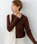 【C-FORTPOINT/フォートポイント】【すっきりとした縦ラインで細見えを叶える】リブハイネックロンT カットソー レイヤード風 メロウ始末 華やか フェミニン
