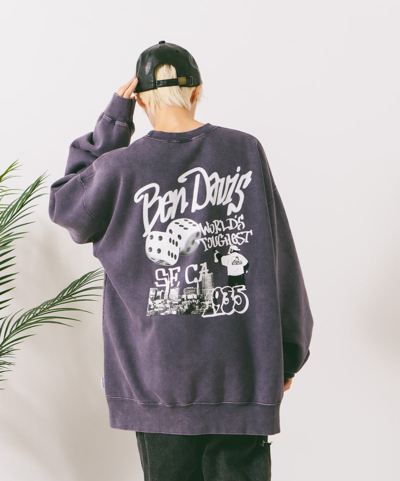 【BEN DAVIS/ベンデイビス】TAGGING FADED CREW/オーバーサイズ 裏起毛 ストリート バックプリント ロゴ ワンポイント スウェット トレーナー/レディース メンズ zo