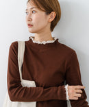 【C-FORTPOINT/フォートポイント】【すっきりとした縦ラインで細見えを叶える】リブハイネックロンT カットソー レイヤード風 メロウ始末 華やか フェミニン