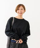 【HANES/ヘインズ】【独自製法で生み出したこだわりの”先染めBLACK”】KURO for HER クロップドワイドロンＴ クルーネック シンプル 無地 クリーン ブラインドステッチ ❘ジーンズメイト公式オンラインショップ