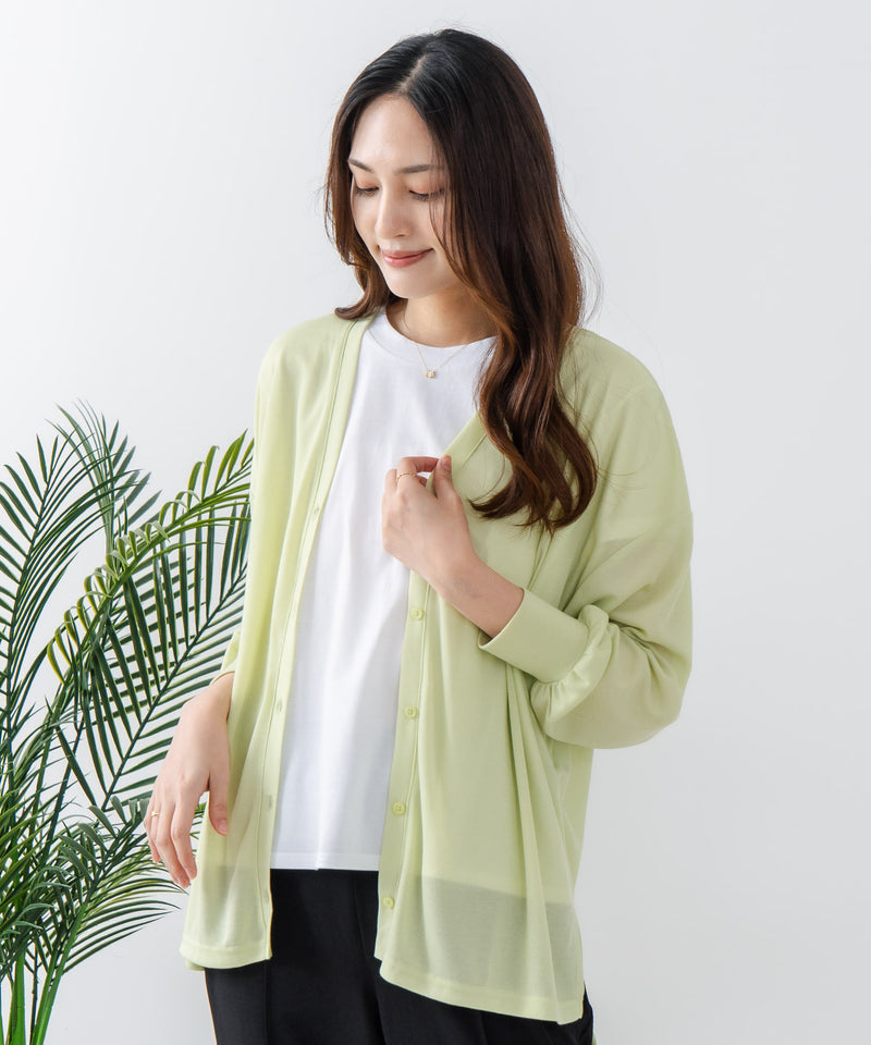 【fort point/フォートポイント】 Vネックオーバーサイズカーディガン UVカット 接触冷感zo
