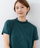 【C-FORTPOINT/フォートポイント】【ストレッチ性抜群の冷感素材を使用】フレンチスリーブ モックネックTシャツ プチハイネック プルオーバー 接触冷感 涼しい 二の腕カバー サイドスリット
