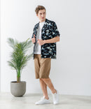 レーヨン 総柄プリント シャツ アロハ 接触冷感 レーヨン100％【BLUE STANDARD/ブルースタンダード】