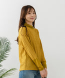 【FORT POINT/フォートポイント】ジャガード シアー 切り替えプルオーバートップス