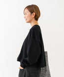 【HANES/ヘインズ】【独自製法で生み出したこだわりの”先染めBLACK”】KURO for HER クロップドワイドロンＴ クルーネック シンプル 無地 クリーン ブラインドステッチ ❘ジーンズメイト公式オンラインショップ