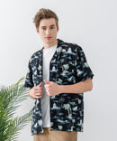 レーヨン 総柄プリント シャツ アロハ 接触冷感 レーヨン100％【BLUE STANDARD/ブルースタンダード】