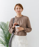 【C-FORTPOINT/フォートポイント】【綿100%素材で通気性・吸湿性に優れます】襟レースシャーリングロンT カットソー きれいめ ナチュラル フェミニン スカラップレース レイヤード