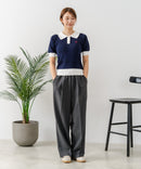 【U.S. POLO ASSN./ユーエスポロアッスン】ワンポイントロゴ刺繍 バイカラーニットポロシャツ