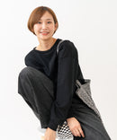 【HANES/ヘインズ】【独自製法で生み出したこだわりの”先染めBLACK”】KURO for HER クロップドワイドロンＴ クルーネック シンプル 無地 クリーン ブラインドステッチ ❘ジーンズメイト公式オンラインショップ