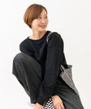 【HANES/ヘインズ】【独自製法で生み出したこだわりの”先染めBLACK”】KURO for HER クロップドワイドロンＴ クルーネック シンプル 無地 クリーン ブラインドステッチ ❘ジーンズメイト公式オンラインショップ