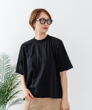 【C-FORTPOINT/フォートポイント】【ストレッチ性抜群の冷感素材を使用】ハイネック ドロップショルダー5分袖Tシャツ プルオーバー 接触冷感 涼しい 体形カバー サイドスリット