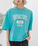 【DISCUS/ディスカス】カレッジロゴプリント ヘビーウェイトTシャツ ルーズシルエット