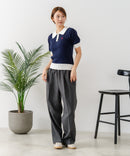 【U.S. POLO ASSN./ユーエスポロアッスン】ワンポイントロゴ刺繍 バイカラーニットポロシャツ