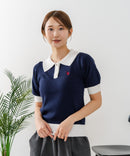 【U.S. POLO ASSN./ユーエスポロアッスン】ワンポイントロゴ刺繍 バイカラーニットポロシャツ