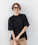 【C-FORTPOINT/フォートポイント】【ストレッチ性抜群の冷感素材を使用】ハイネック ドロップショルダー5分袖Tシャツ プルオーバー 接触冷感 涼しい 体形カバー サイドスリット