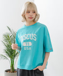 【DISCUS/ディスカス】カレッジロゴプリント ヘビーウェイトTシャツ ルーズシルエット