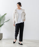 スラリー タック テーパード パンツ C-FORT POINT カジュアル オフィス 美脚効果 快適 ストレッチ