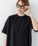 【C-FORTPOINT/フォートポイント】【ストレッチ性抜群の冷感素材を使用】ハイネック ドロップショルダー5分袖Tシャツ プルオーバー 接触冷感 涼しい 体形カバー サイドスリット